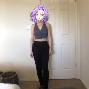 Free People grey black tank top